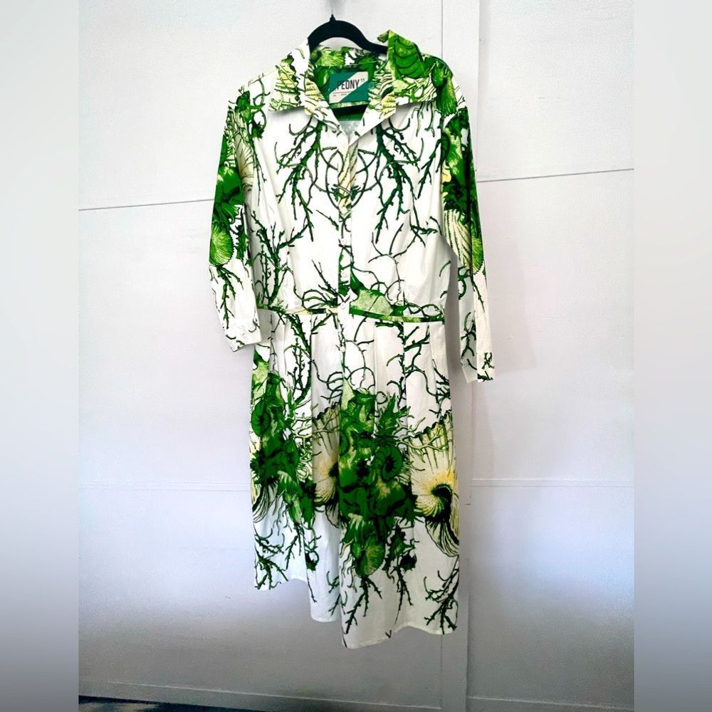 SAMANTHA SUNG Green and White Floral Midi Dress